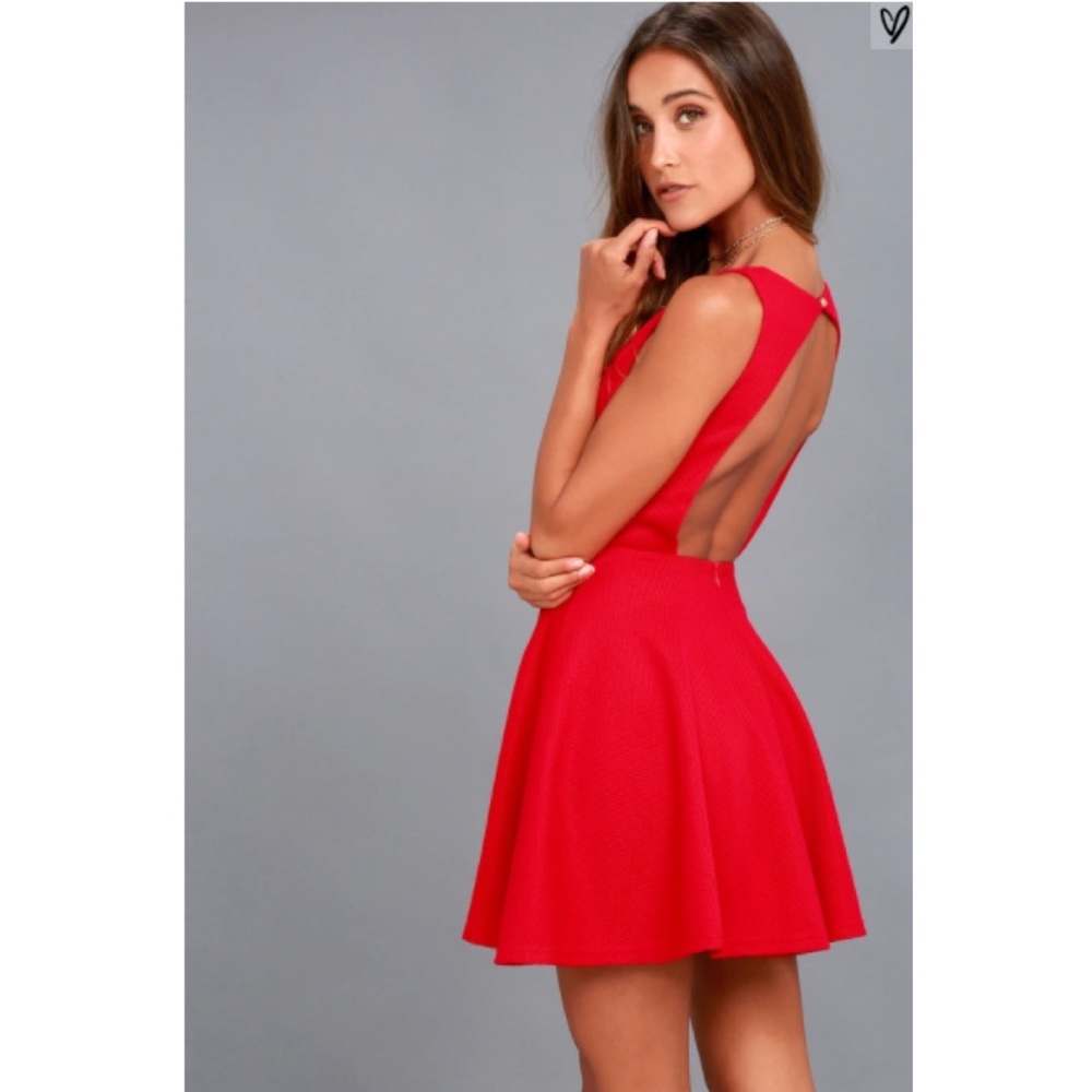 NWT CUTE Lulu's Navy Backless Skater Dress - Picture 6 of 8